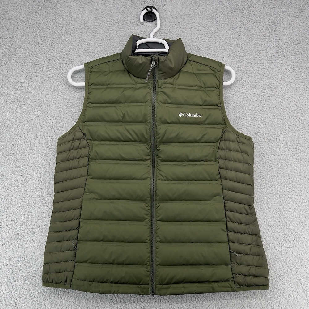 Columbia Omni-Heat Puffer Vest Men XL Green Duck Down Full Zip Outdoor Jacket